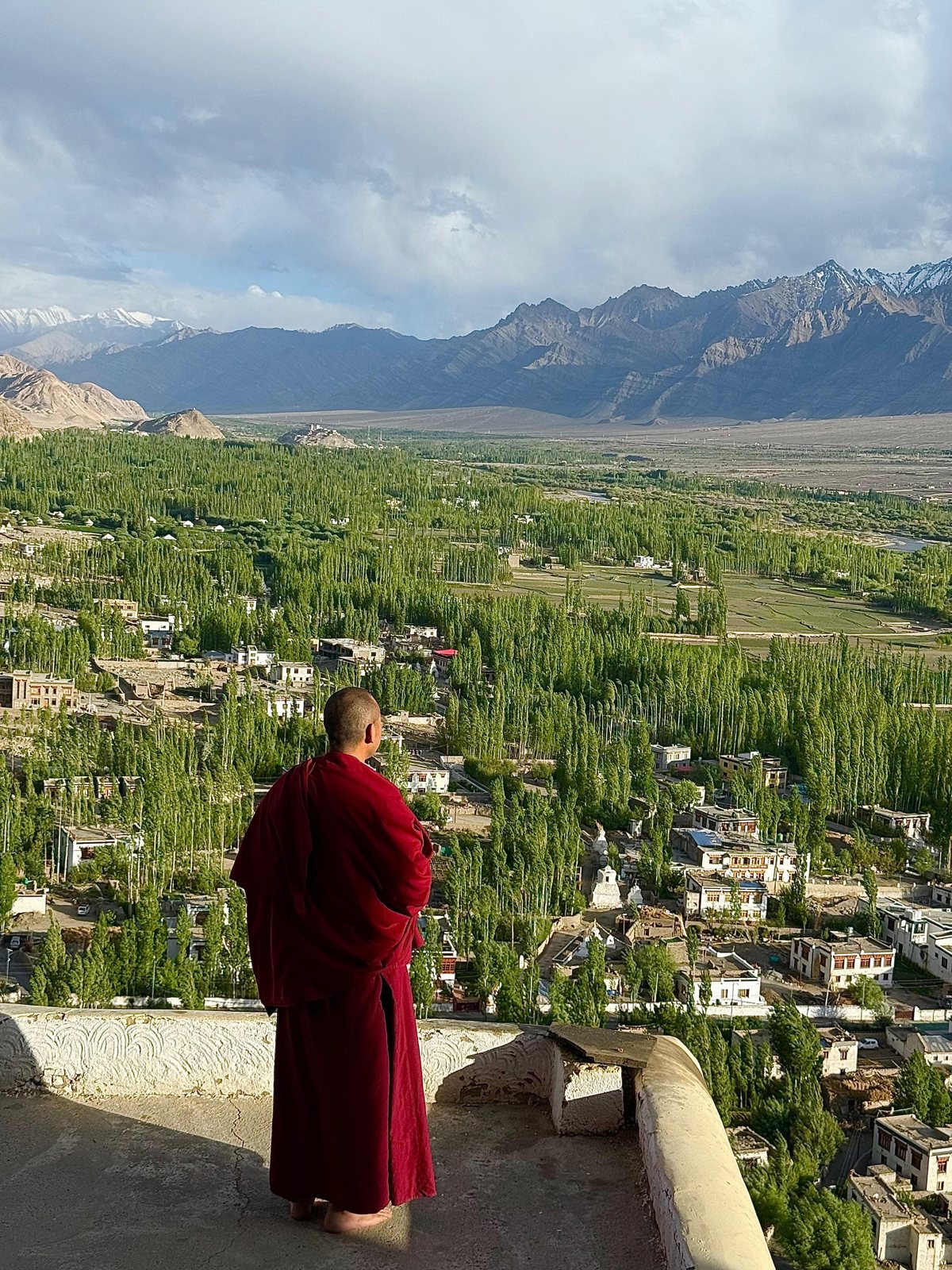 Monk overlooking Leh &mdash; White Hawk Expeditions